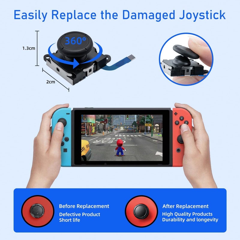 Wigearss Replacement Analog Joystick for Nintendo Switch, Switch OLED, Switch Lite, Joystick Repair Kit with Tools,+&Y-Screwdriver, Pry Tool, Tweezer Kit Fix Joy-Con Drift - Black - Image 5